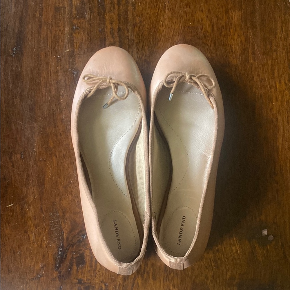 Lands' End Tan Slip-On Loafers Comfortable Flats